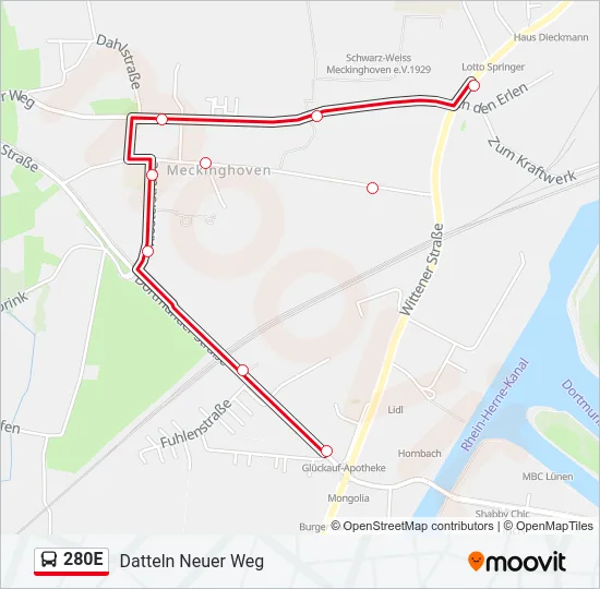 280E Bus Line Map