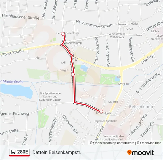 280E Bus Line Map
