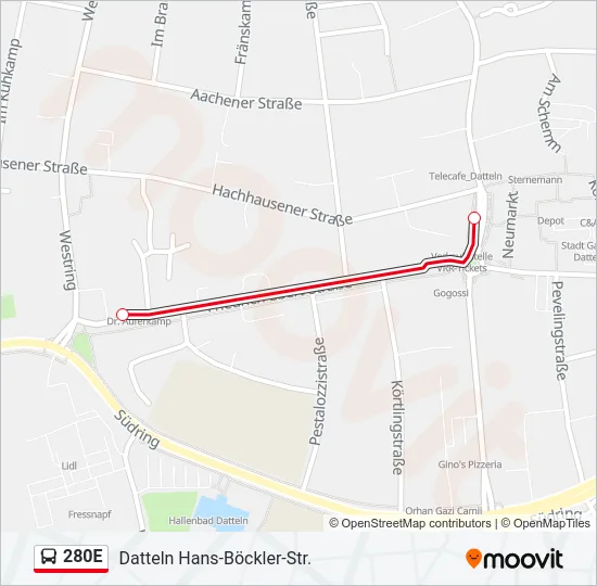 280E Bus Line Map