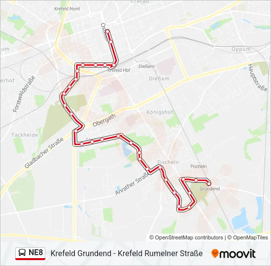 NE8 Bus Line Map