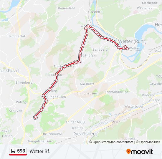 593 Bus Line Map