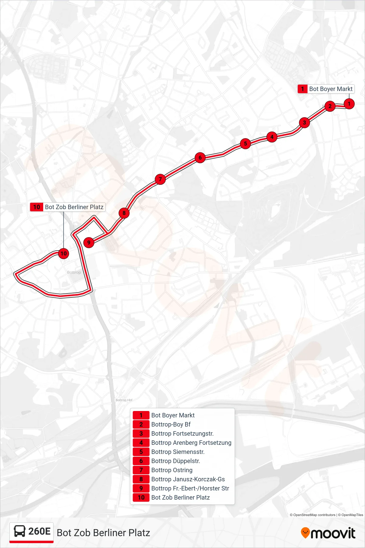 Linie 260E (Bus) Richtung Bot Zob Berliner Platz: Route und Haltestellen auf der Karte