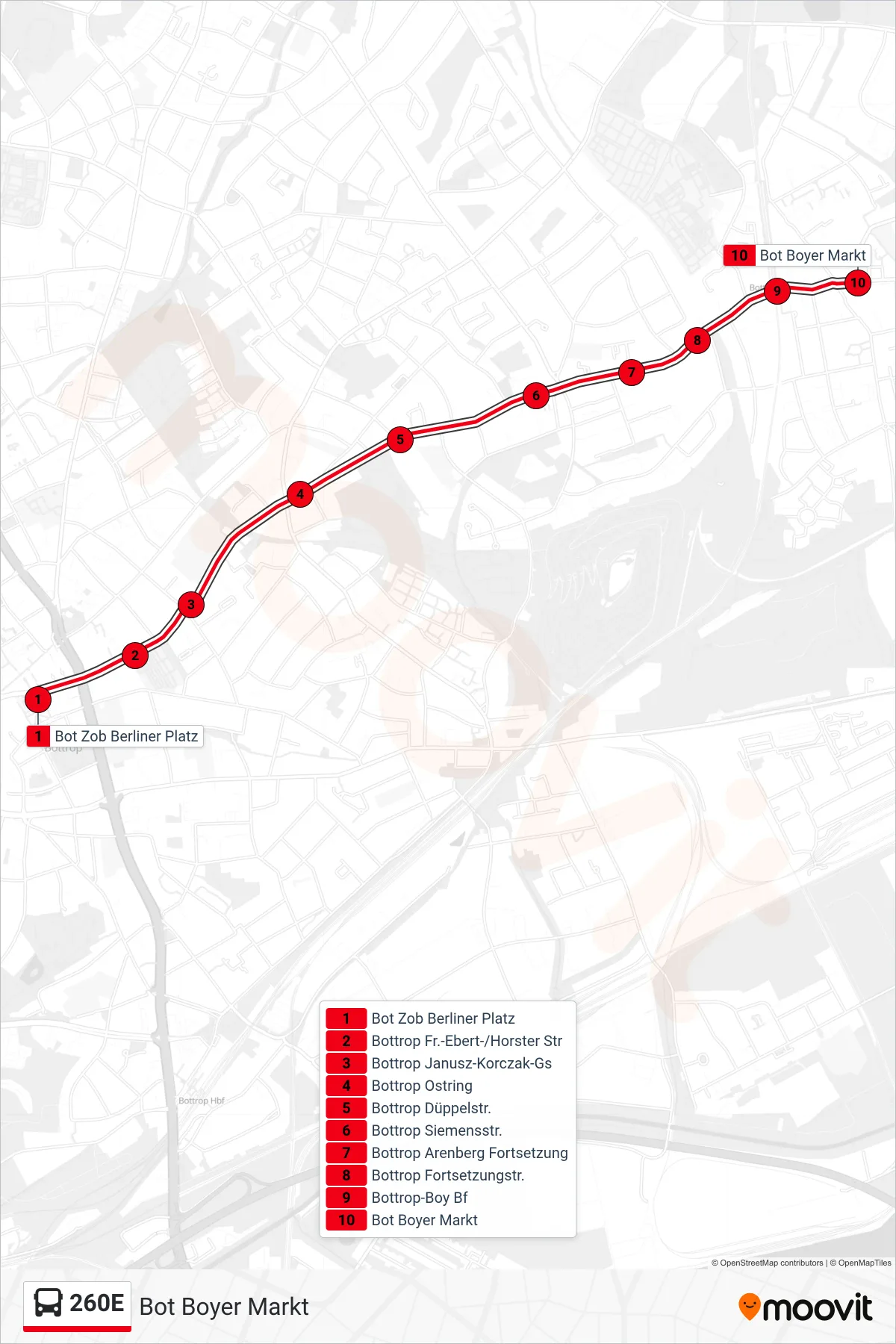 Linie 260E (Bus) Richtung Bot Boyer Markt: Route und Haltestellen auf der Karte