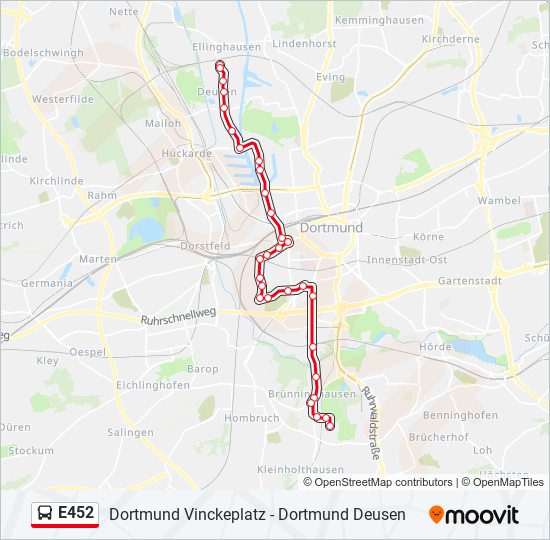 E452 bus Line Map