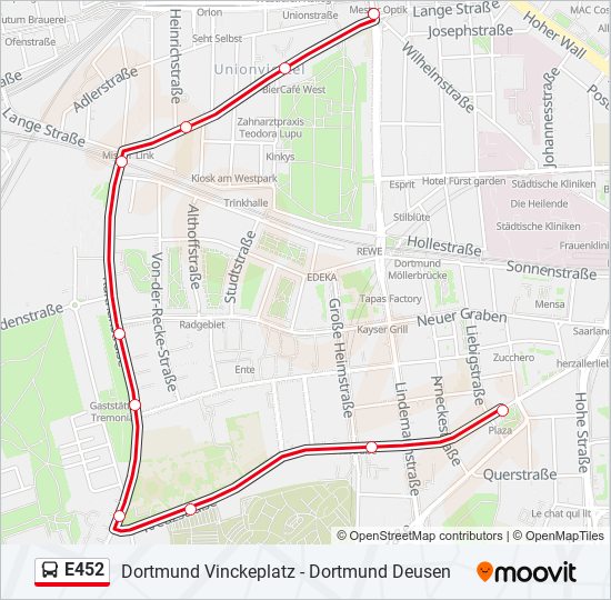 Buslinie E452 Karte