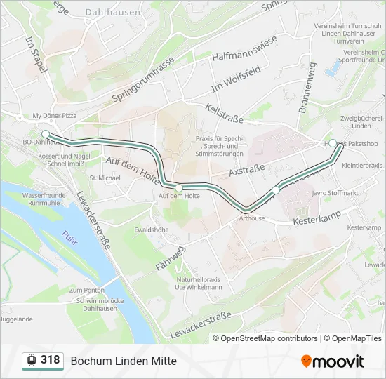 Трамвай 318: карта маршрута