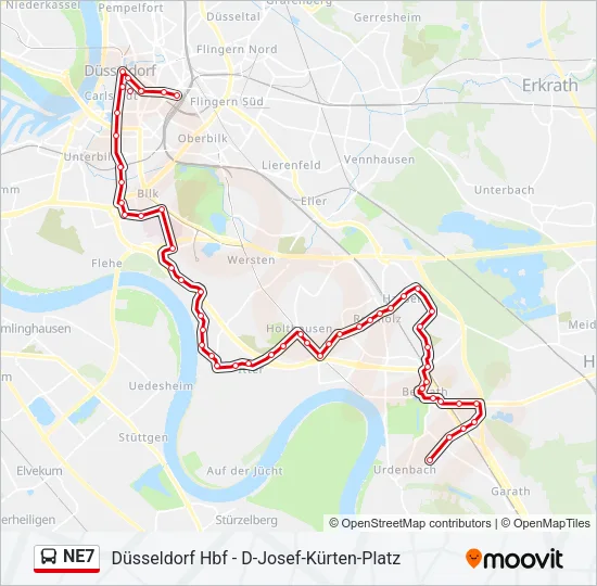 NE7 Bus Line Map
