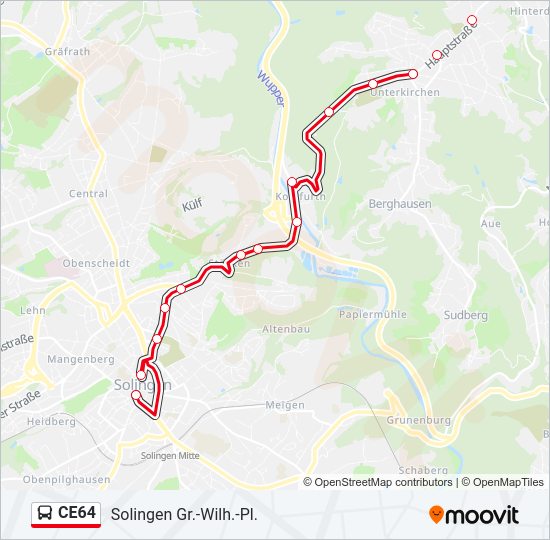 Автобус CE64: карта маршрута
