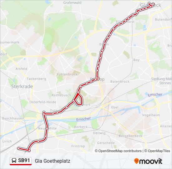 SB91 Bus Line Map