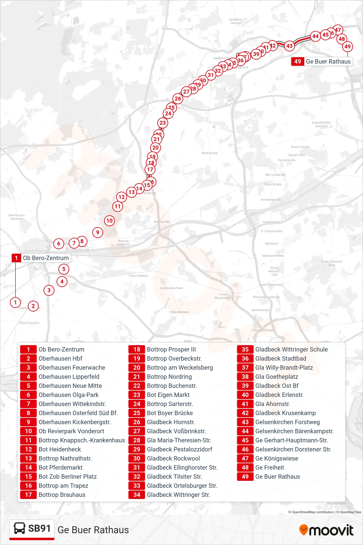 Linie SB91 (Bus) Richtung Ge Buer Rathaus: Route und Haltestellen auf der Karte