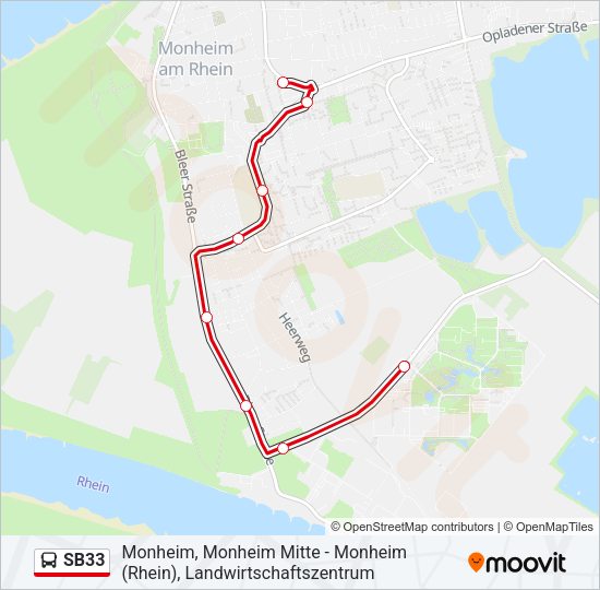 Автобус SB33: карта маршрута