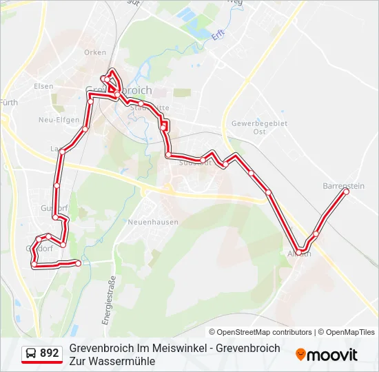 892 Bus Line Map
