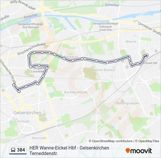 384 Bus Line Map