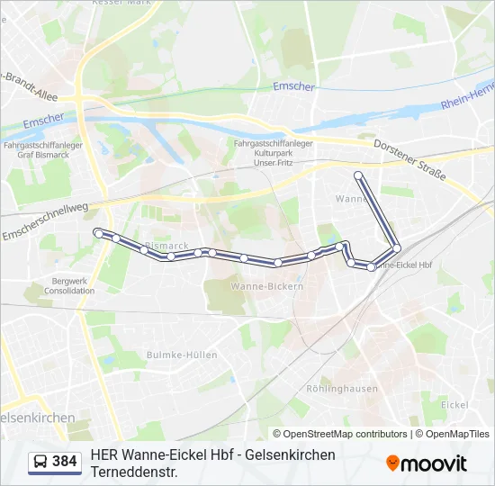 384 Bus Line Map