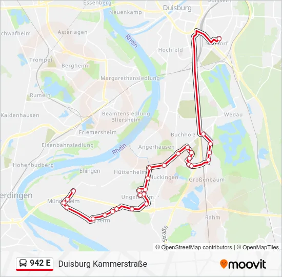 Автобус 942 E: карта маршрута