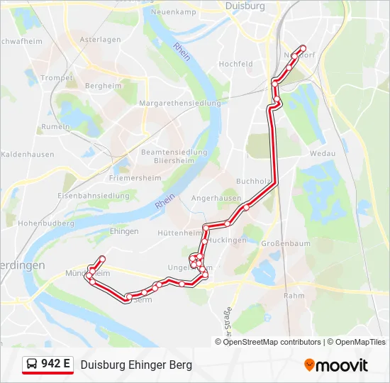 Автобус 942 E: карта маршрута