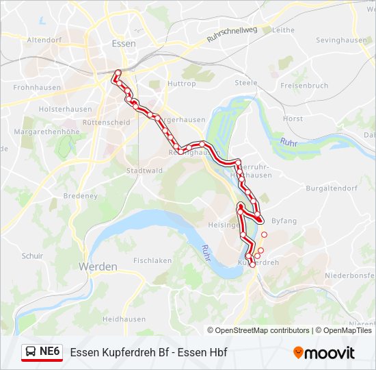 NE6 Bus Line Map