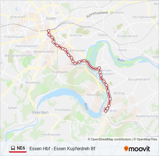 NE6 bus Line Map