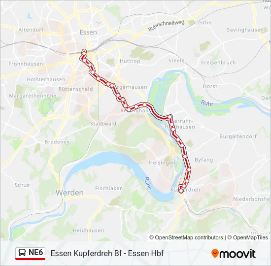 NE6 Bus Line Map