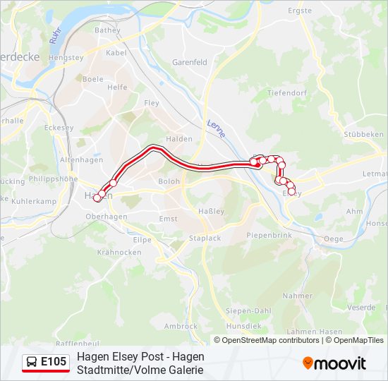 E105 bus Line Map