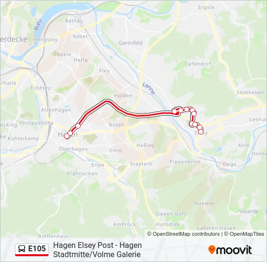 E105 Bus Line Map