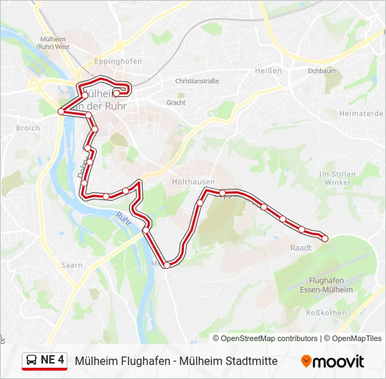 Автобус NE 4: карта маршрута