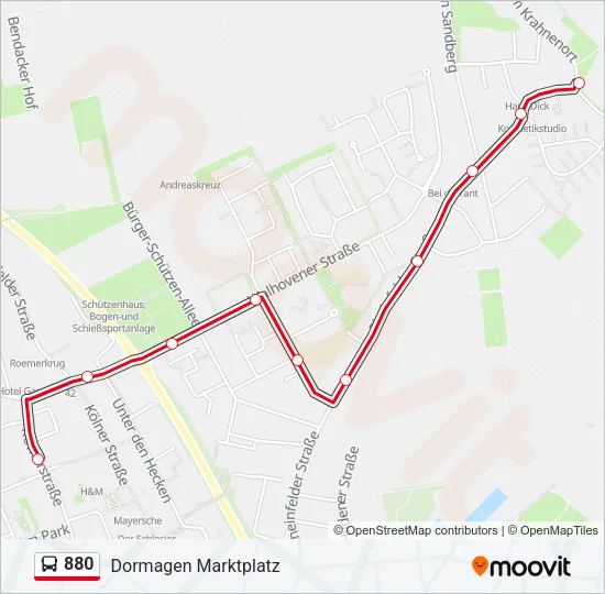 880 Bus Line Map