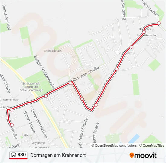 880 Bus Line Map