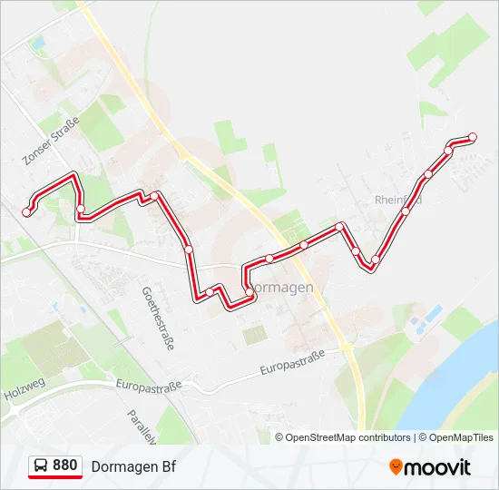 880 Bus Line Map