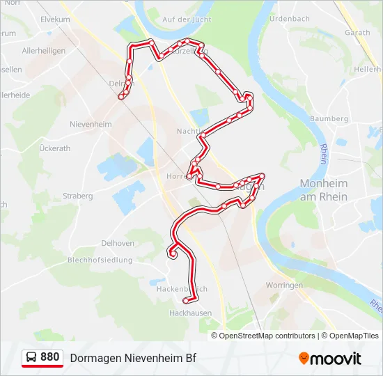 880 Bus Line Map