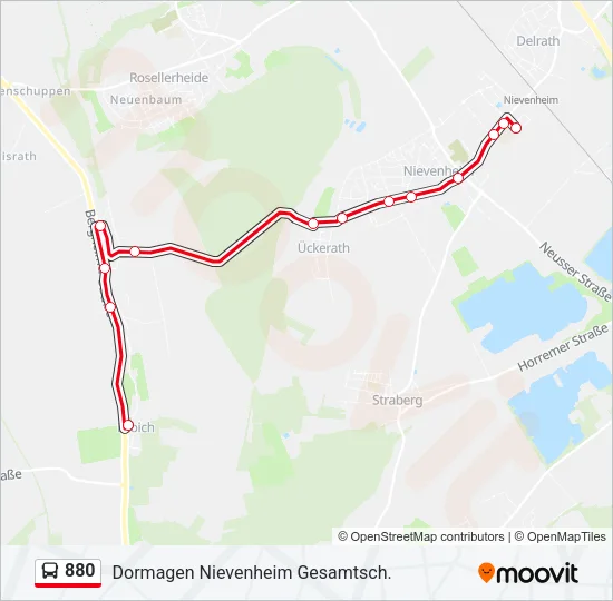 880 Bus Line Map