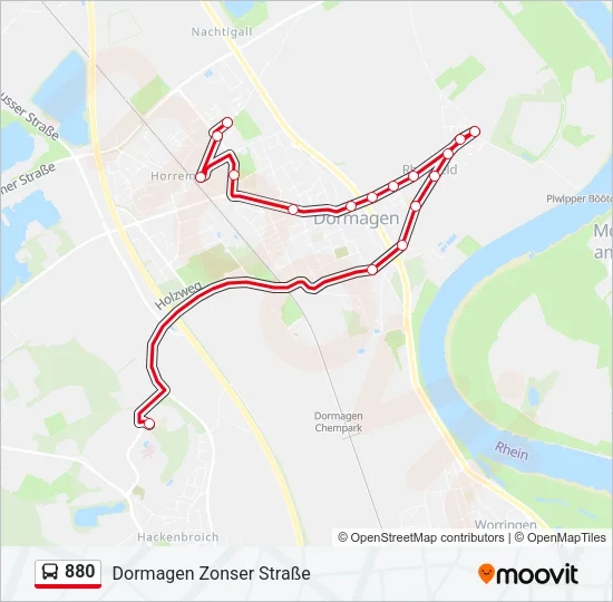 880 Bus Line Map