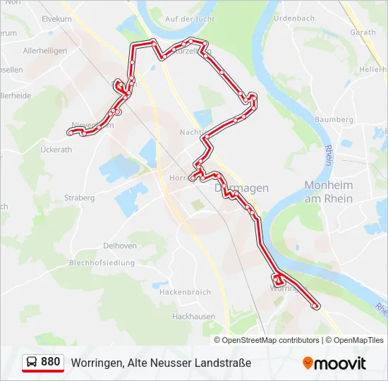 880 Bus Line Map