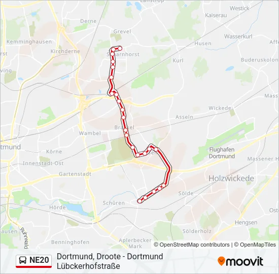 NE20 Bus Line Map