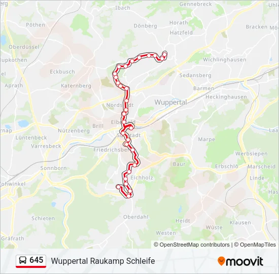645 Bus Line Map