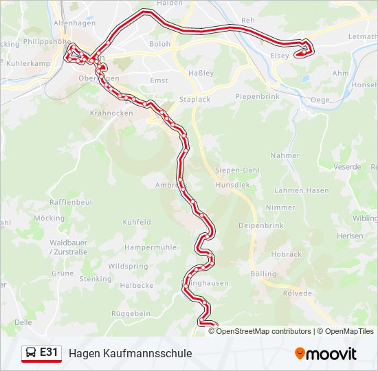 E31 bus Line Map