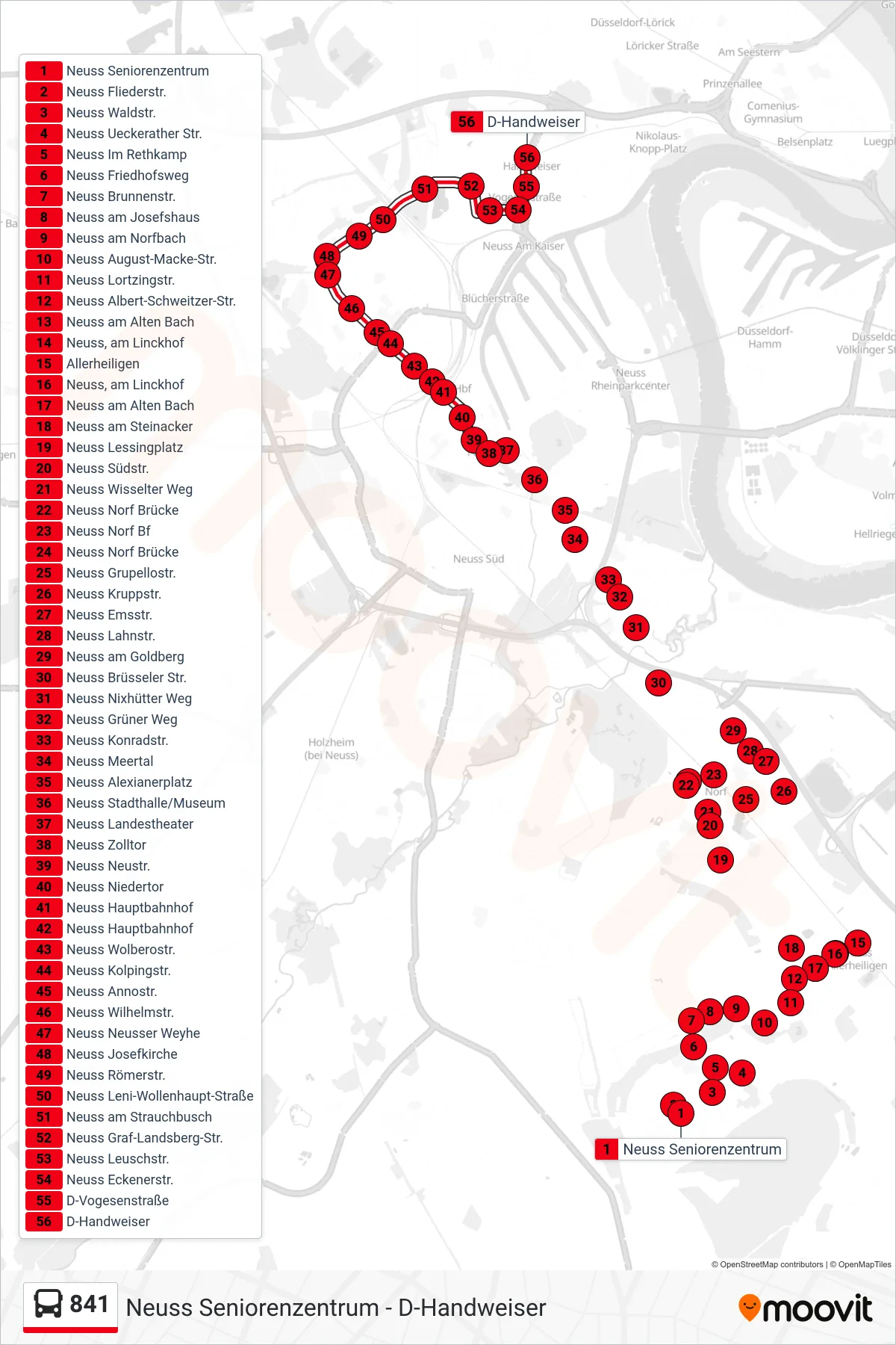 Linie 841 (Bus) Richtung D-Handweiser: Route und Haltestellen auf der Karte