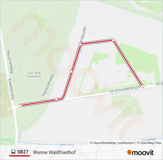 Автобус SB27: карта маршрута