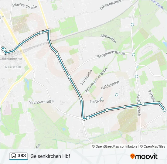 383 Bus Line Map