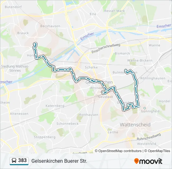 383 Bus Line Map