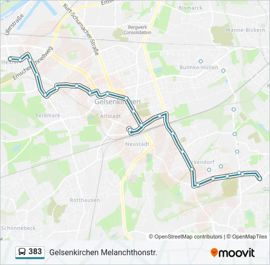 383 Bus Line Map