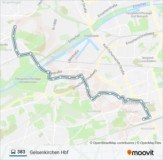 383 Bus Line Map