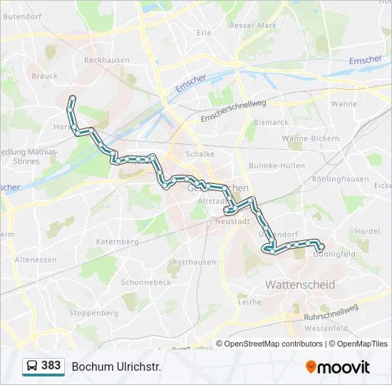 383 Bus Line Map