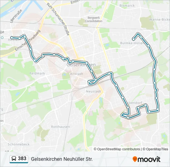 383 Bus Line Map