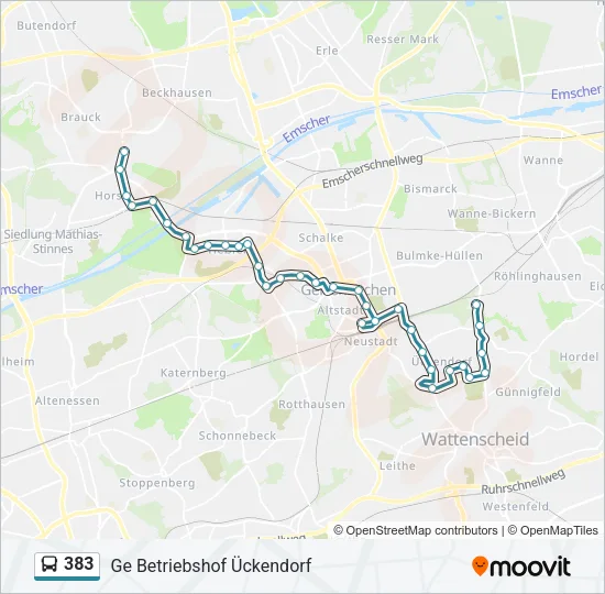 383 Bus Line Map