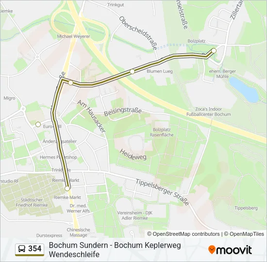 354 Bus Line Map