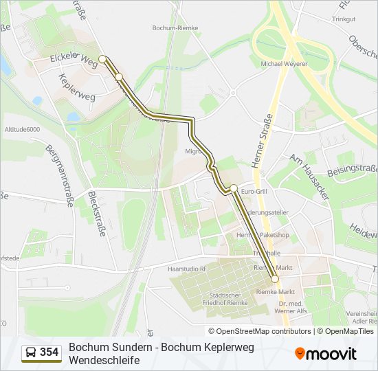 Маршрут 354: Расписание, Карты И Остановки - Bochum Riemke Markt.