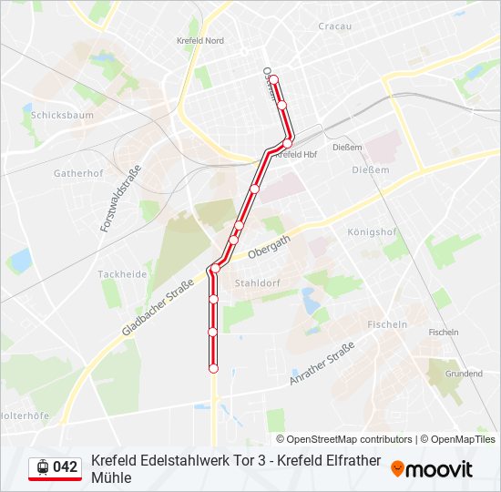 Straßenbahnlinie 042 Karte