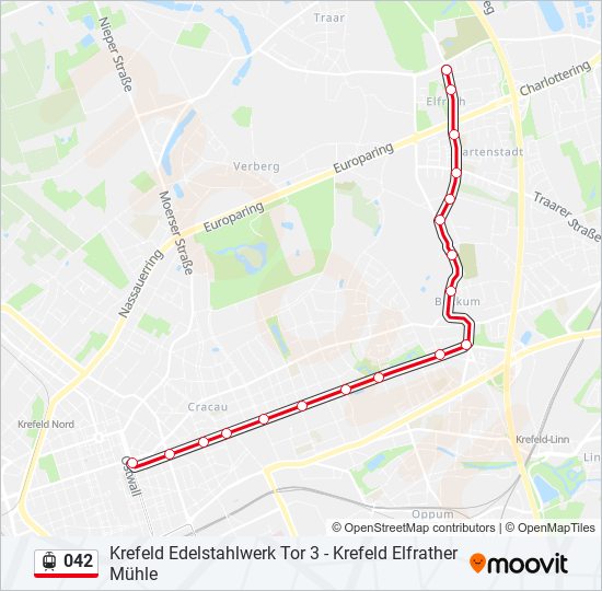 Straßenbahnlinie 042 Karte