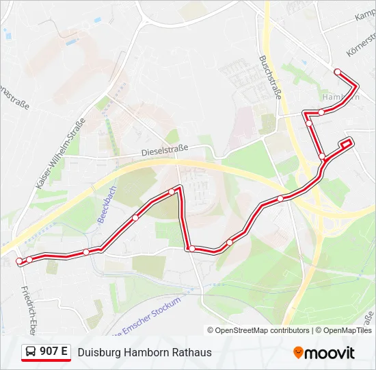 907 E Bus Line Map
